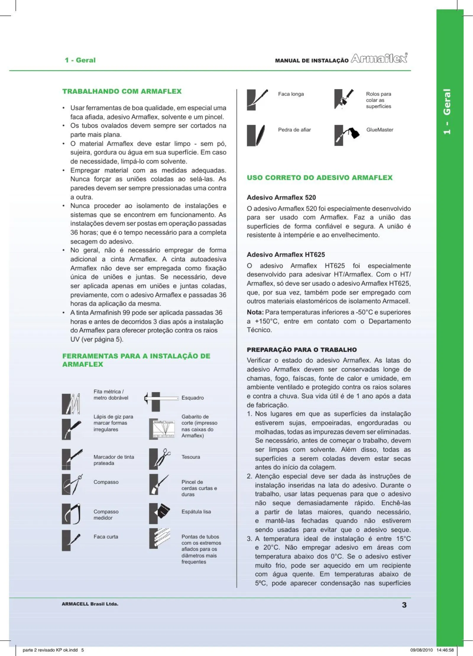 Armacell — detalhe de página interna do manual de instalação