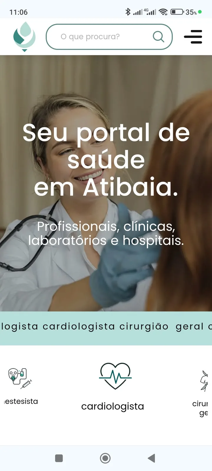 Portal Atibaia Health — versão mobile